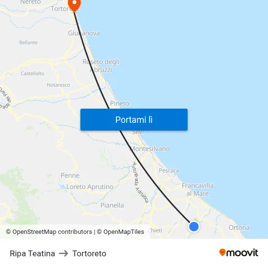 Ripa Teatina to Tortoreto map