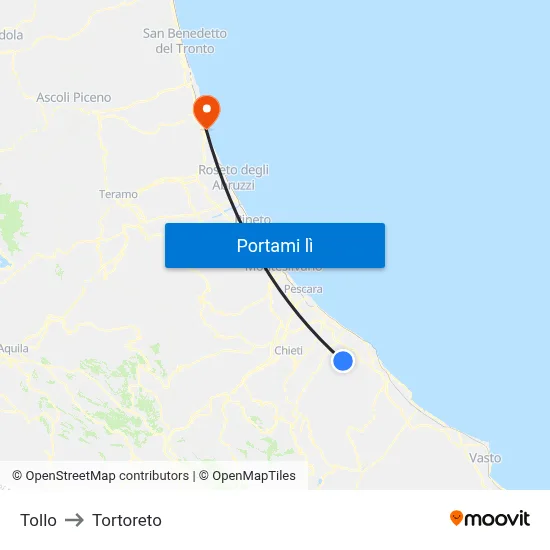 Tollo to Tortoreto map