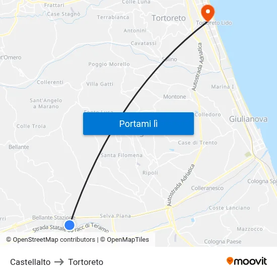 Castellalto to Tortoreto map