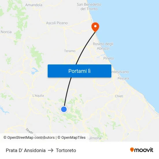 Prata D' Ansidonia to Tortoreto map