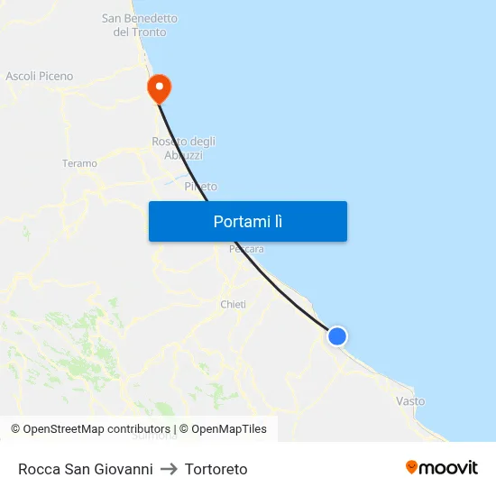 Rocca San Giovanni to Tortoreto map