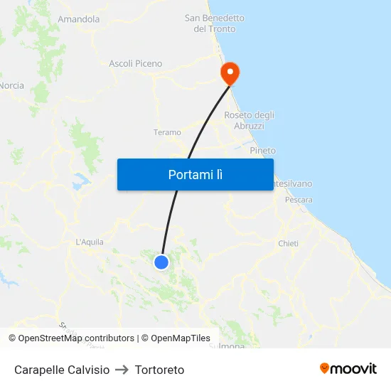 Carapelle Calvisio to Tortoreto map
