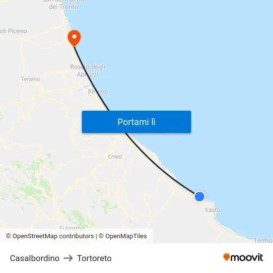 Casalbordino to Tortoreto map