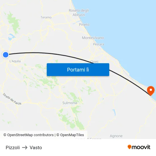 Pizzoli to Vasto map
