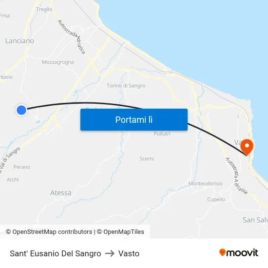 Sant' Eusanio Del Sangro to Vasto map