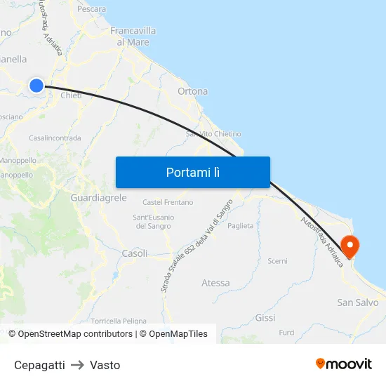 Cepagatti to Vasto map