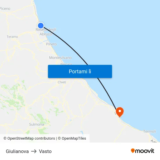 Giulianova to Vasto map