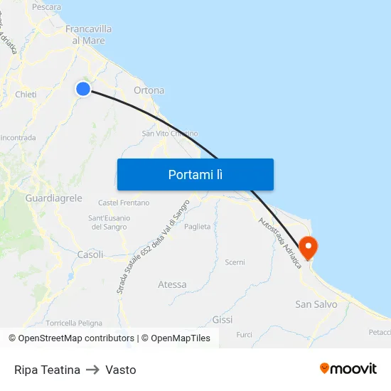 Ripa Teatina to Vasto map