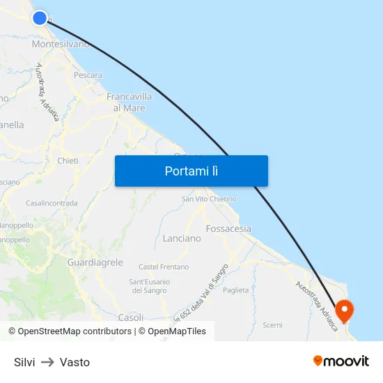 Silvi to Vasto map