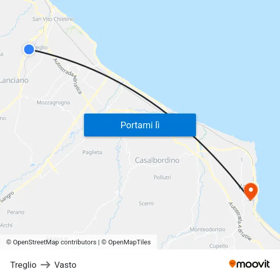 Treglio to Vasto map