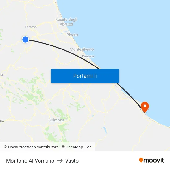 Montorio Al Vomano to Vasto map