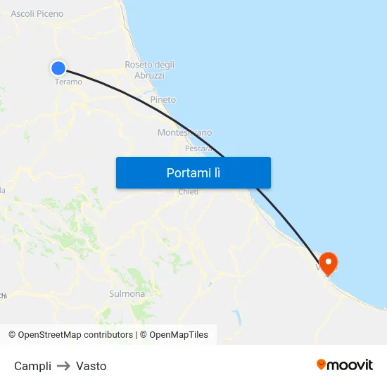 Campli to Vasto map