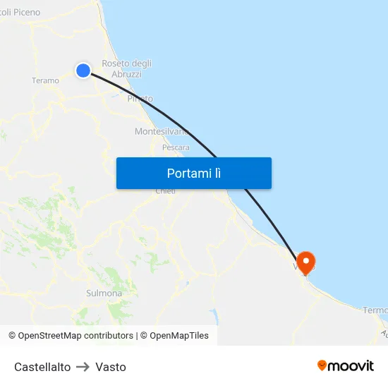 Castellalto to Vasto map