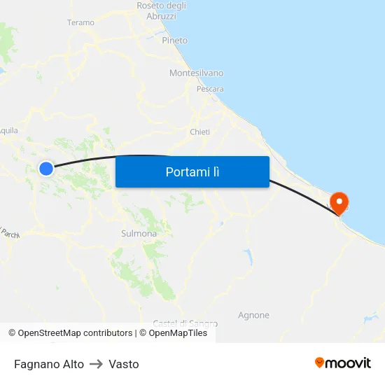 Fagnano Alto to Vasto map