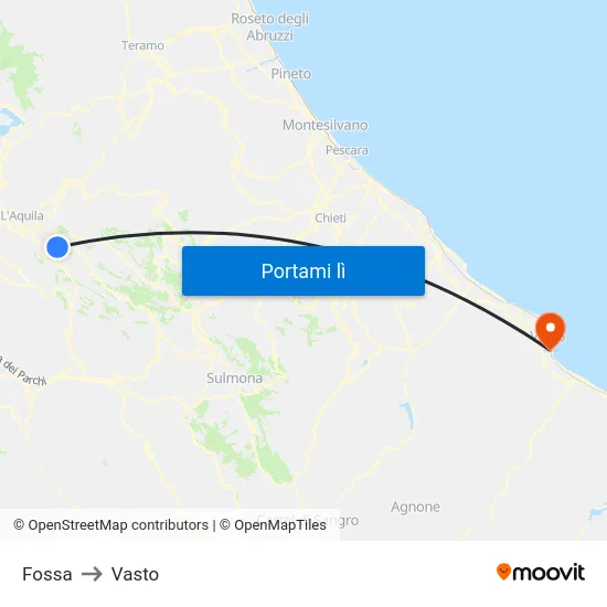 Fossa to Vasto map