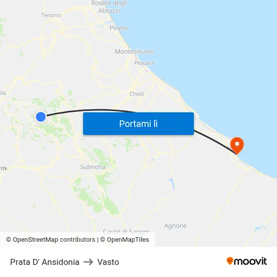 Prata D' Ansidonia to Vasto map