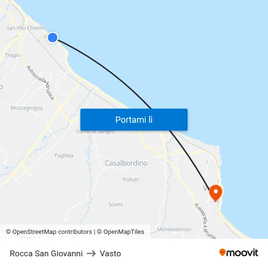 Rocca San Giovanni to Vasto map