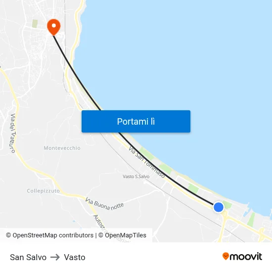 San Salvo to Vasto map