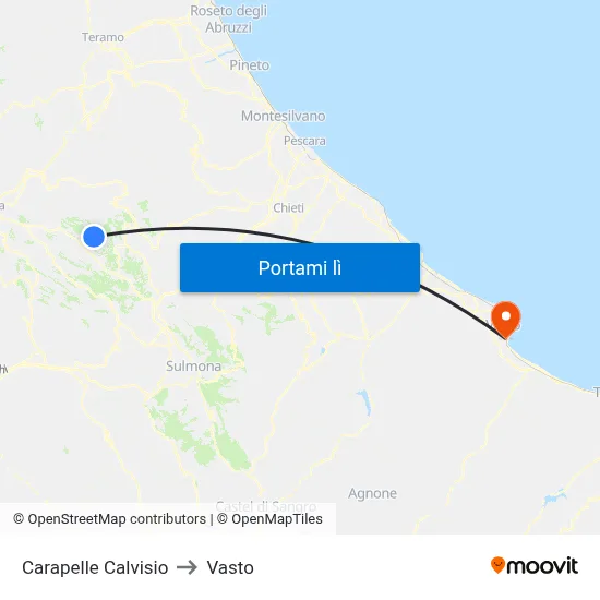 Carapelle Calvisio to Vasto map