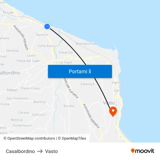 Casalbordino to Vasto map