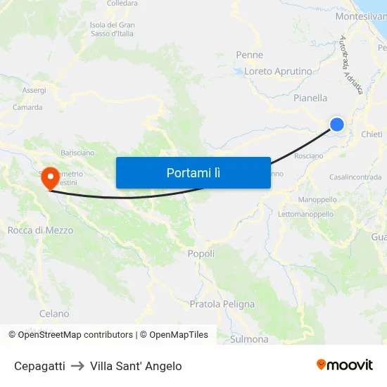 Cepagatti to Villa Sant' Angelo map
