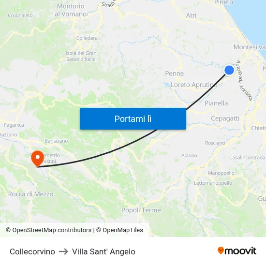 Collecorvino to Villa Sant' Angelo map