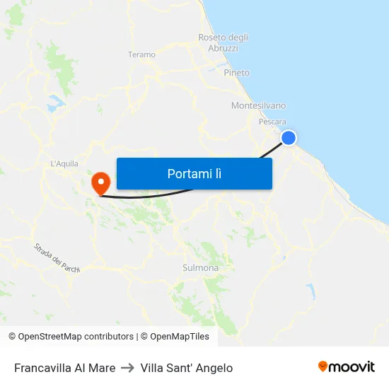 Francavilla Al Mare to Villa Sant' Angelo map