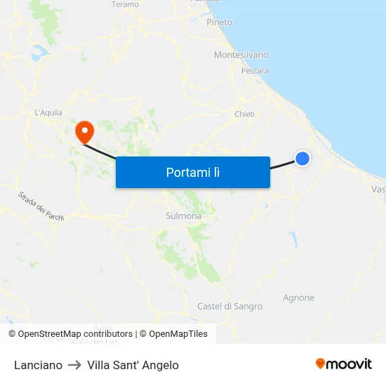 Lanciano to Villa Sant' Angelo map
