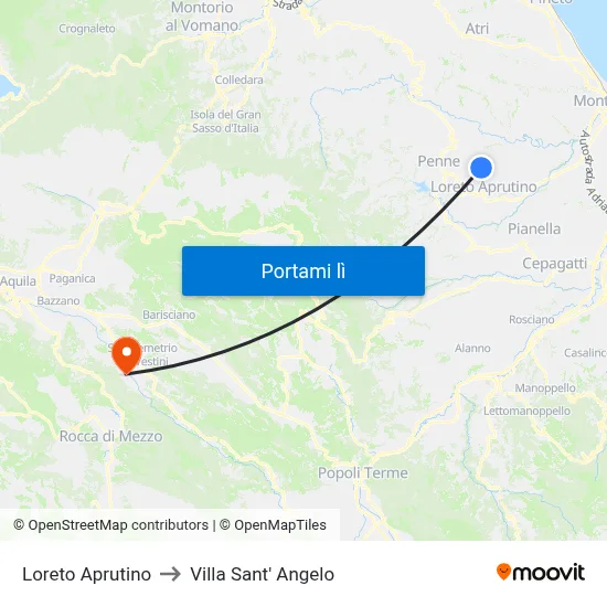 Loreto Aprutino to Villa Sant' Angelo map