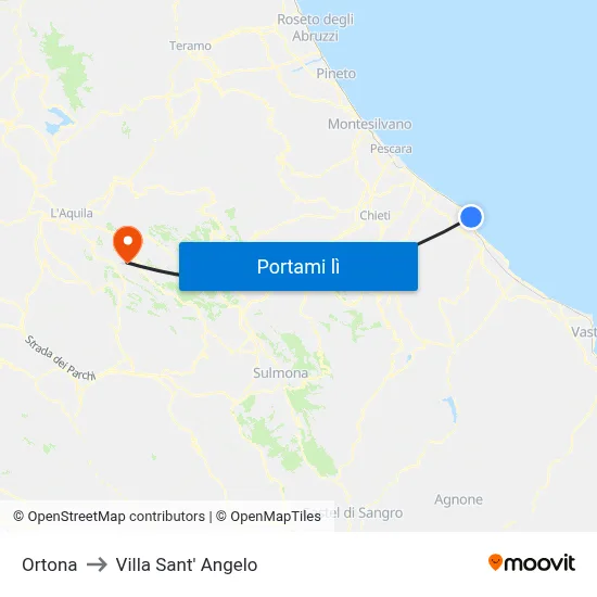 Ortona to Villa Sant' Angelo map