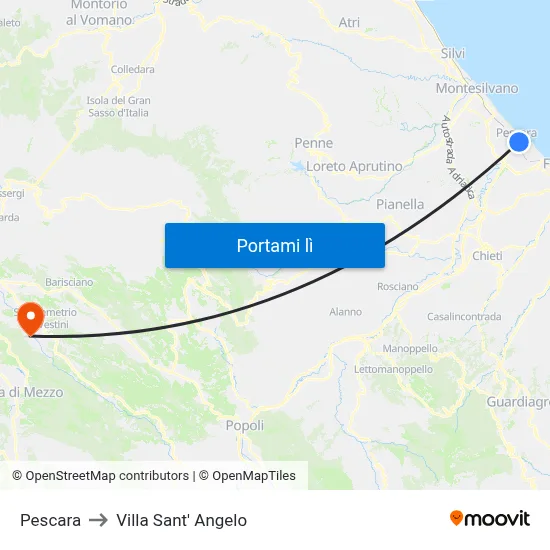 Pescara to Villa Sant' Angelo map