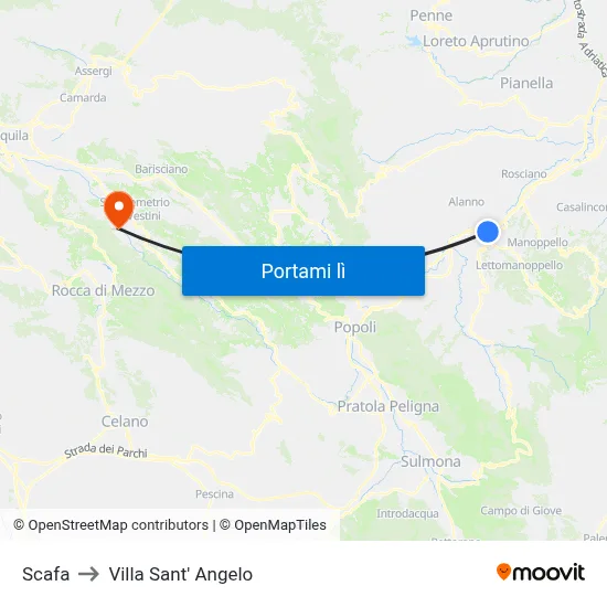 Scafa to Villa Sant' Angelo map