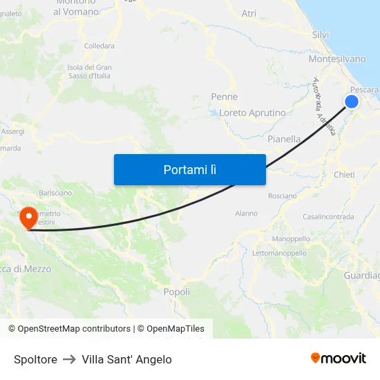 Spoltore to Villa Sant' Angelo map