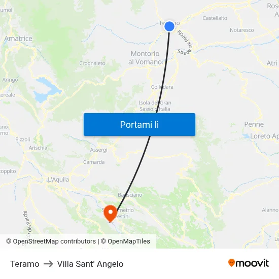 Teramo to Villa Sant' Angelo map
