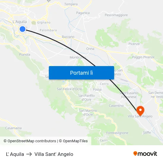L' Aquila to Villa Sant' Angelo map