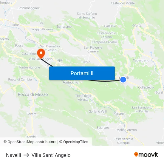 Navelli to Villa Sant' Angelo map