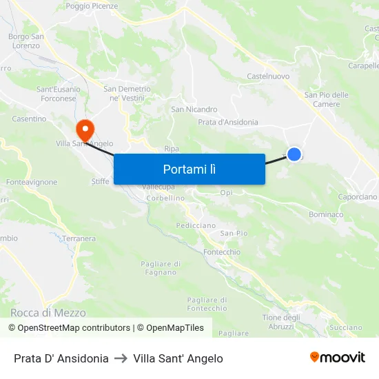 Prata D' Ansidonia to Villa Sant' Angelo map