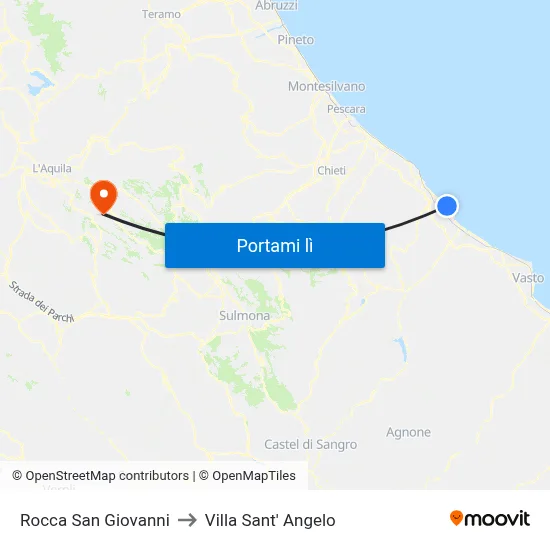 Rocca San Giovanni to Villa Sant' Angelo map
