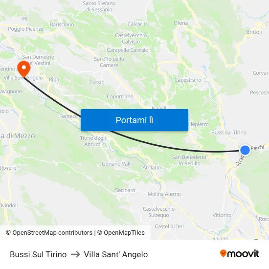 Bussi Sul Tirino to Villa Sant' Angelo map