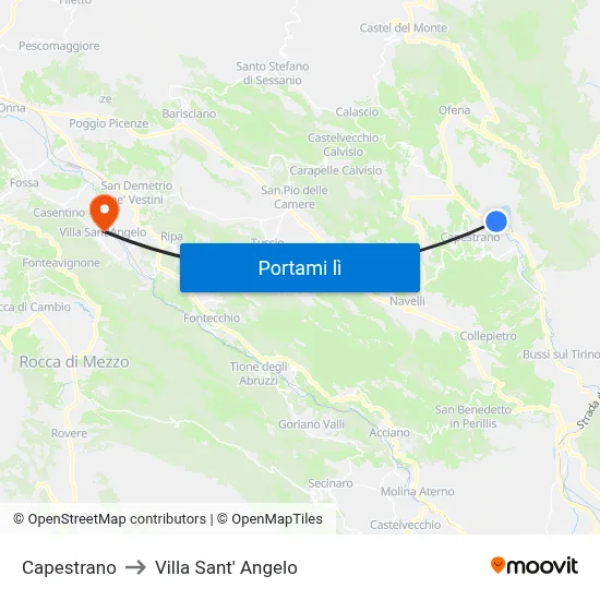 Capestrano to Villa Sant' Angelo map