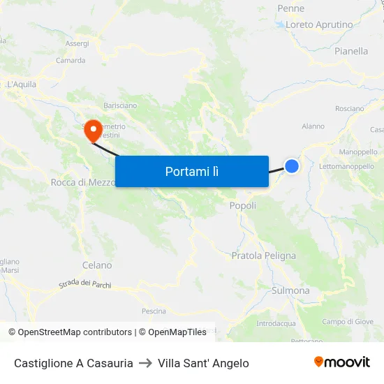 Castiglione A Casauria to Villa Sant' Angelo map