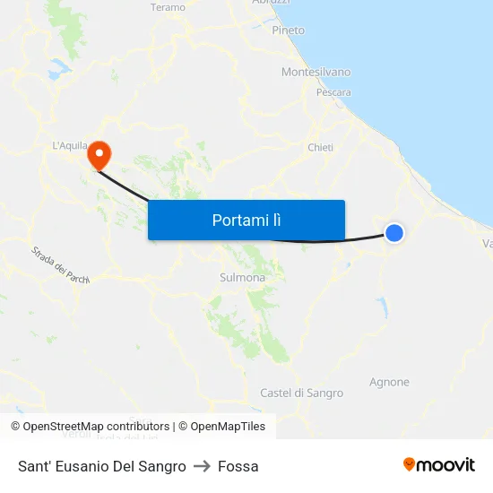 Sant' Eusanio Del Sangro to Fossa map