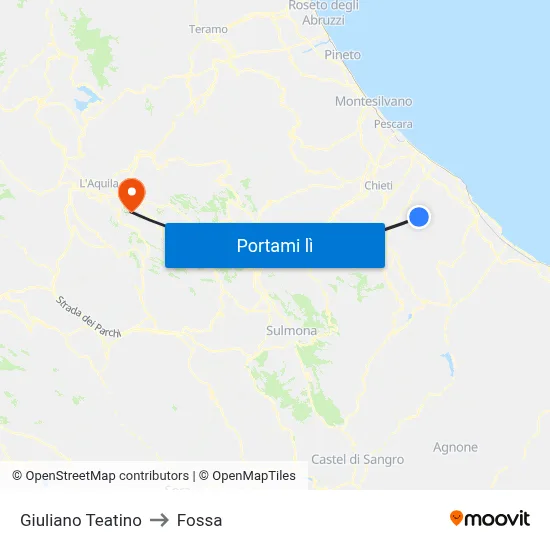 Giuliano Teatino to Fossa map