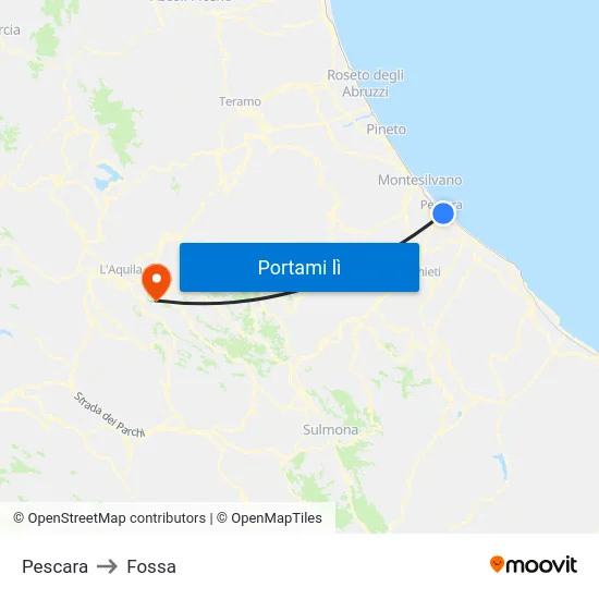 Pescara to Fossa map