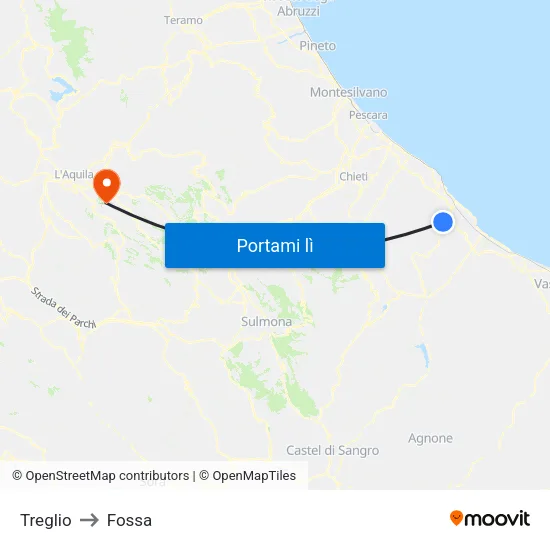 Treglio to Fossa map