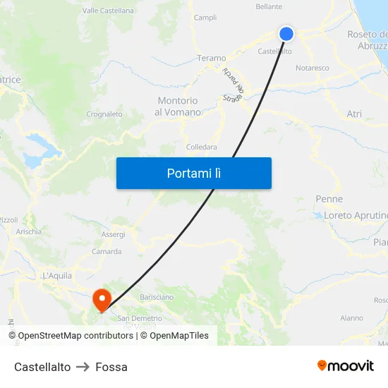 Castellalto to Fossa map