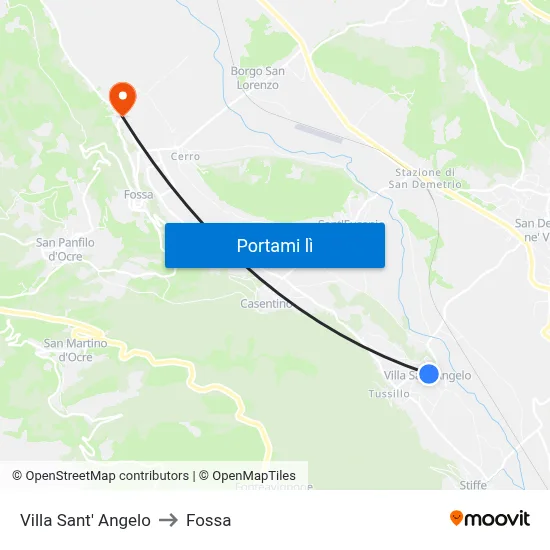 Villa Sant' Angelo to Fossa map