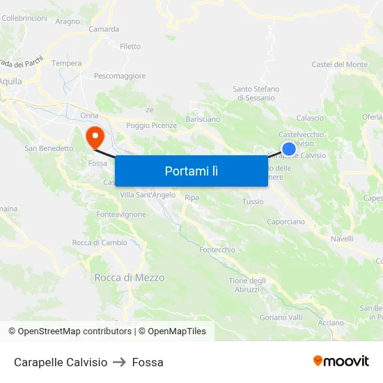 Carapelle Calvisio to Fossa map