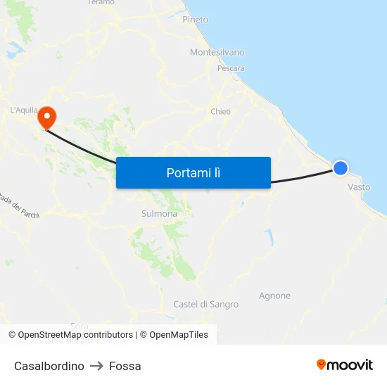 Casalbordino to Fossa map