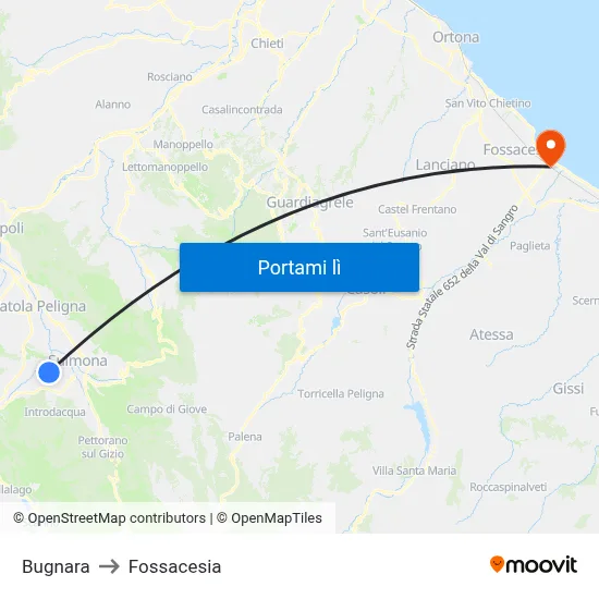 Bugnara to Fossacesia map